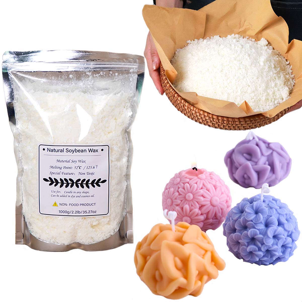 Candle Making Kits - Flocons de cire de soja naturelle,