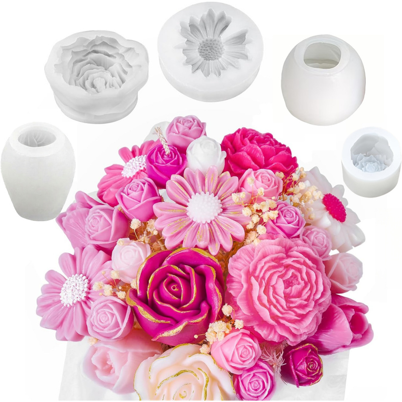 Candle Making Set - Ensemble de moules à bougies 5Flower,